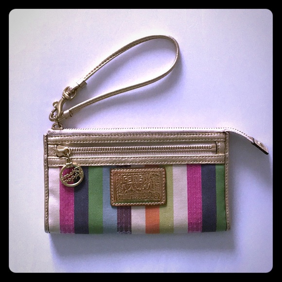 Coach Handbags - Coach Poppy Legacy Stripe zippy Large Wallet